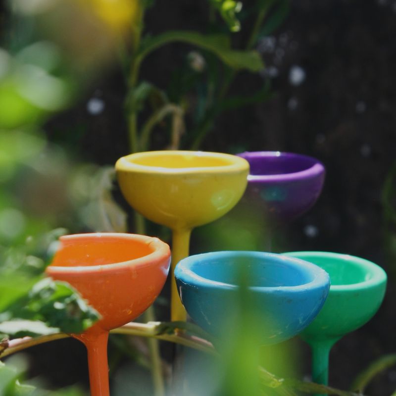 Hand-Forged Colourful Bee Watering Stations
