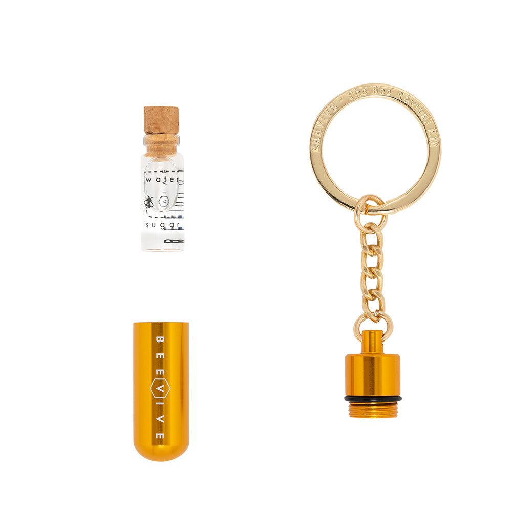 contents of bee revival kit - limited edition keyring in gold from beevive