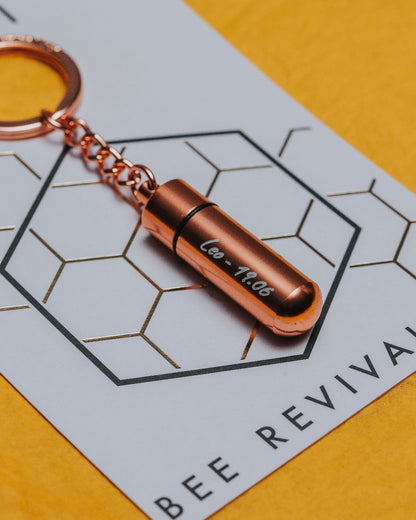 handwriting engraved example of the original bee revival kit in rose gold